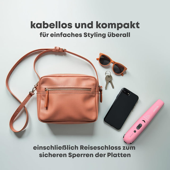 REVAMP Liberate Haarglätter Kabellos Keramik - Kompakt, Rosa Rose, Rose