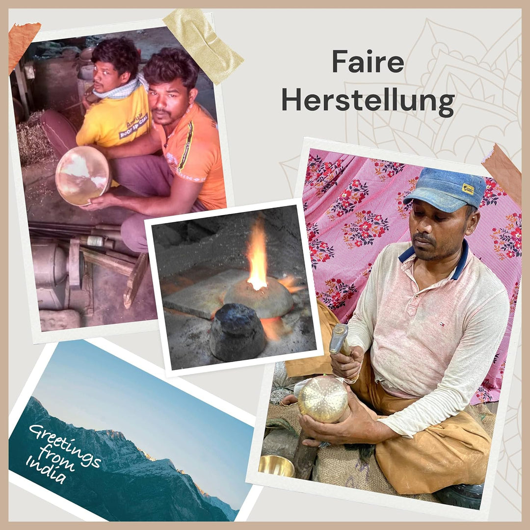 Tibetisches Klangschalen-Set für Yoga, Meditation und Entspannung - Gehämmerte tibetische Klangschal