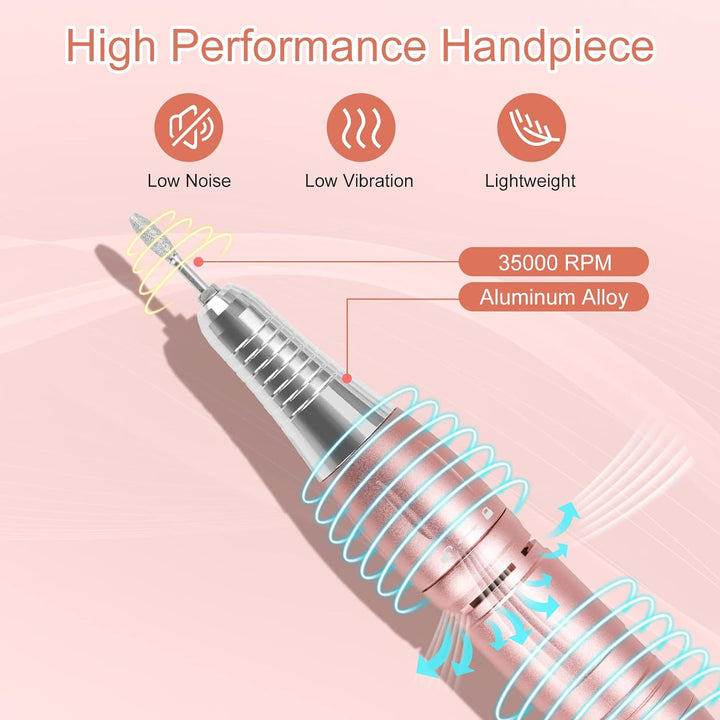 Madenia Nagelfräser Professional Akku 35000 U/Min Elektrische Nagelfeile Maniküre Pediküre Set für A