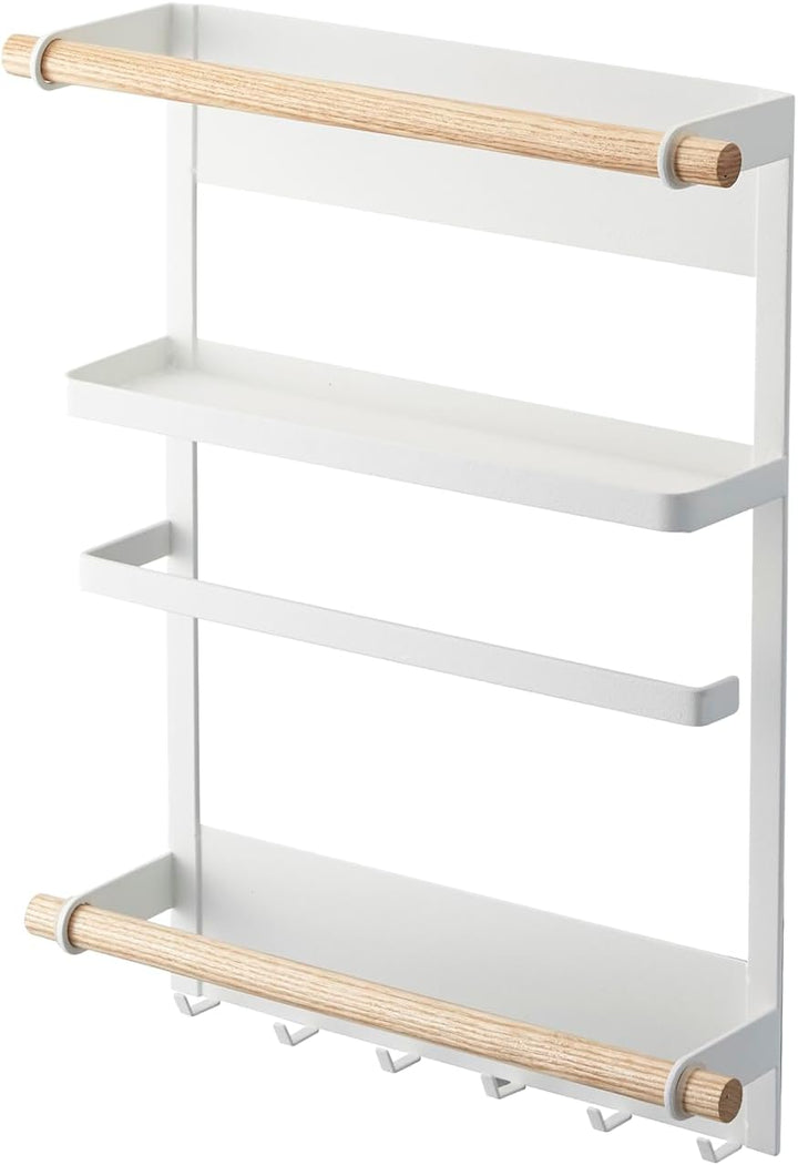 Yamazaki 2559 TOSCA Magnetisches Regal, weiss, Stahl/Holz, Minimalistisches Design