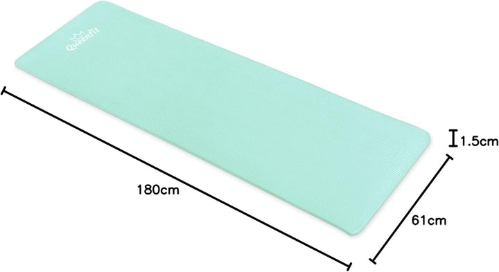 Queenfit NBR Yogamatte - Trainingsmatte 180x61cm - Fitness - Gymnastikmatte - Tragegurte - Pilates -
