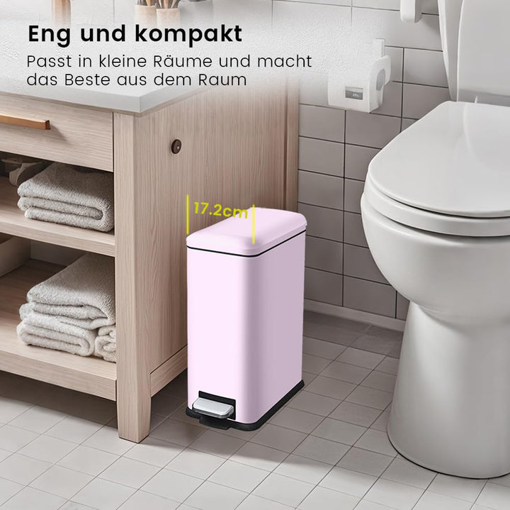 Mülleimer,10L Badezimmer Mülleimer,10 Liter Schmaler Abfalleimer mit Pedal,Treteimer Küche mit Innen
