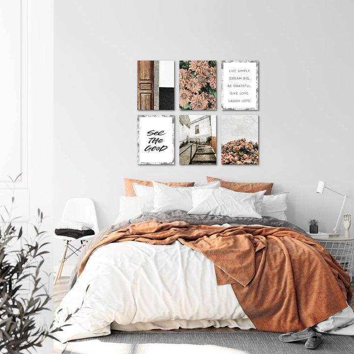 Novart Set Wandbilder - KEIN EXTRA RAMEN BENÖTIGT - Wohnzimmer Schlafzimmer - Bilder Modern Home - M