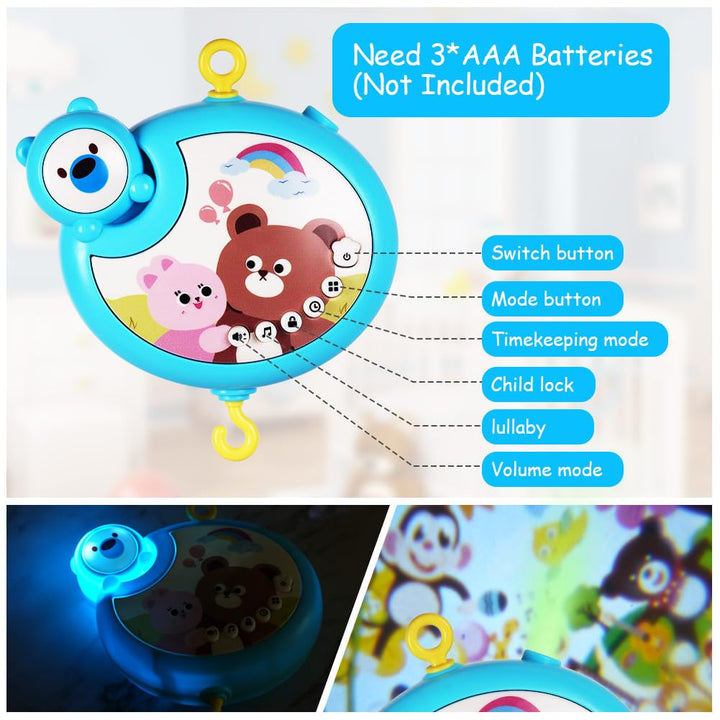 Aolso Babybett-Spielzeug, Mobile für Babybett, Baby Einschlafhilfe Musikspielzeug mit süssen Tieren,