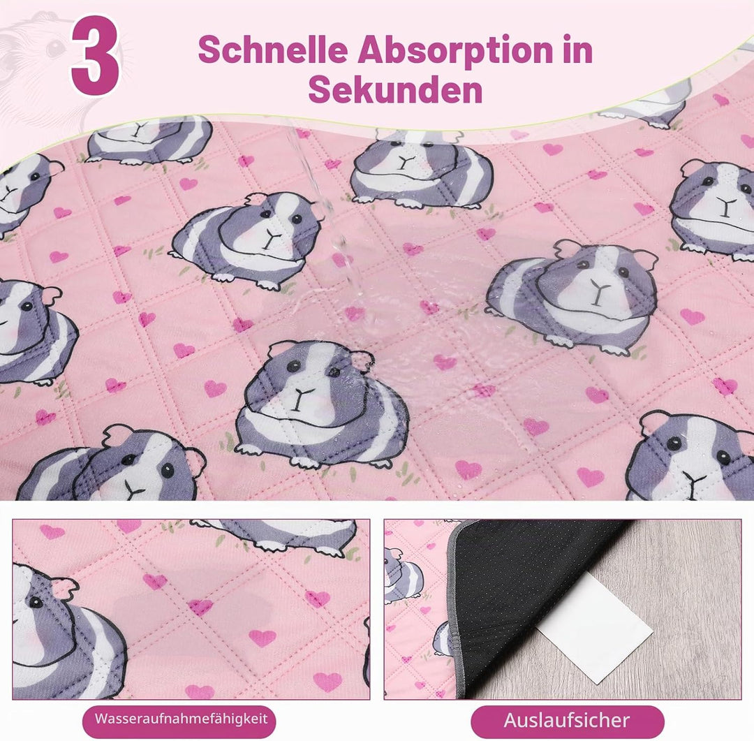 2 Stück PIPI Pads 142x70cm für Meerschweinchen, wasserdichte &amp; rutschfeste Unterlage mit 4 Lagen, su