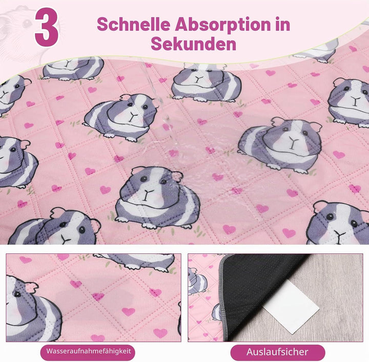 2 Stück PIPI Pads 142x70cm für Meerschweinchen, wasserdichte &amp; rutschfeste Unterlage mit 4 Lagen, su