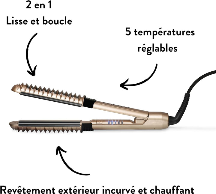 Demeliss - Saint Algue - XCURLER, 2 in 1 Curl -Glättchen, 24 mm gebogene Platten, Keramikbeschichtun