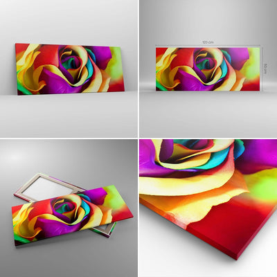 Wandbilder Dekoration Wohnzimmer Blume Farbe Rose Panorama Bilder auf Leinwand 120x50cm Leinwandbild