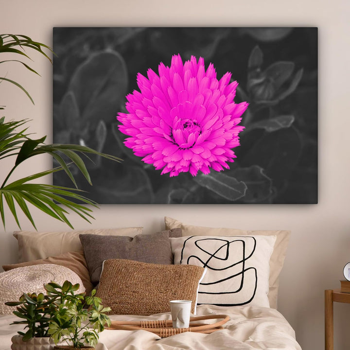 MuchoWow Leinwand Bilder, Einzigartige Wanddeko mit Rahmen, Blumen - Aquarell - Rosa, Wandbilder Woh