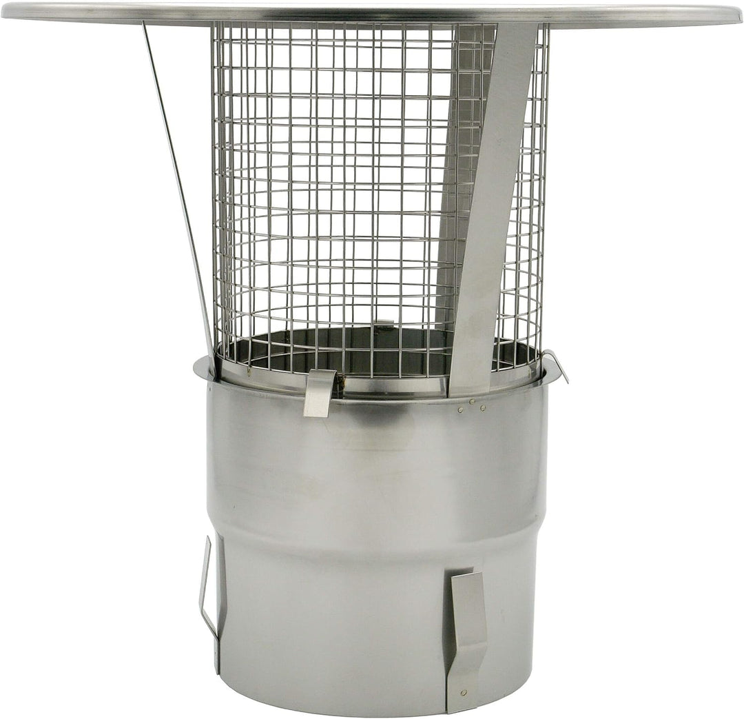 Regen-Haube mit Einschub und Funkenschutz 130mm Kaminhut aus Edelstahl mit Spannfedern ohne Werkzeug