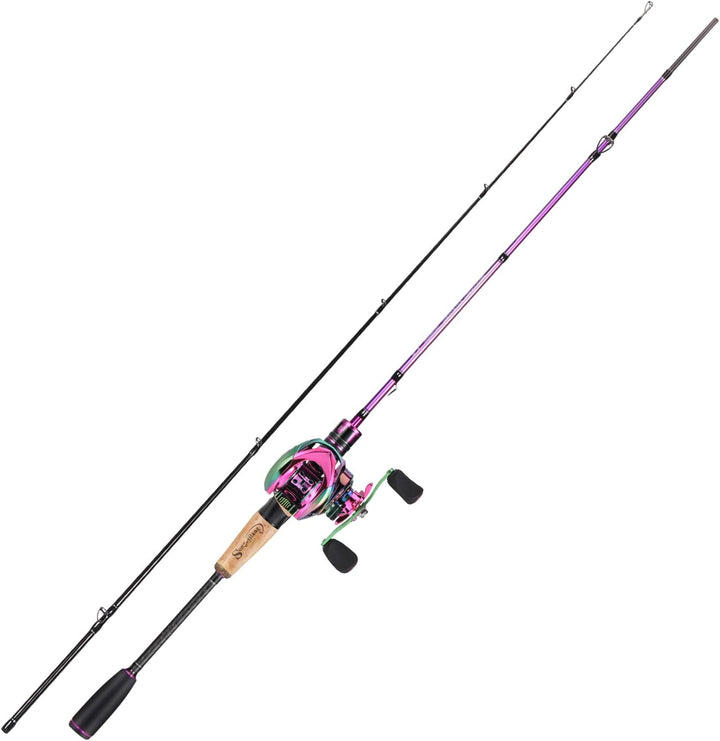 Sougayilang Casting Angelrute und Rollen-Kombi, 1.8m/2.1m MH Angelrute mit Baitcasting Rollen-Kombin