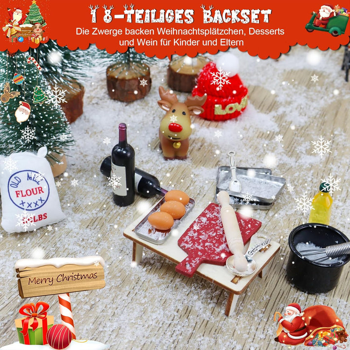 Roselee Wichteltür Set, 28PCS Wichteltür Zubehör Weihnachten Set, Nissedor Miniatur Leuchtend Weihna