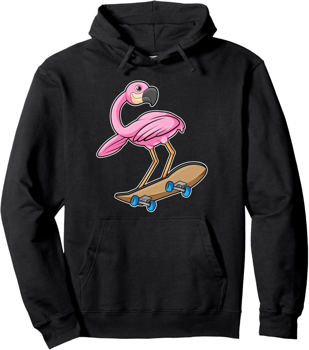Flamingo Skater Skateboard Sport Pullover Hoodie