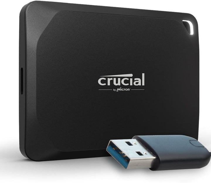 Crucial X10 Pro 2TB Externe SSD Festplatte mit USB-A Adapter, bis zu 2100MB/s Lesen und 2000MB/s Sch