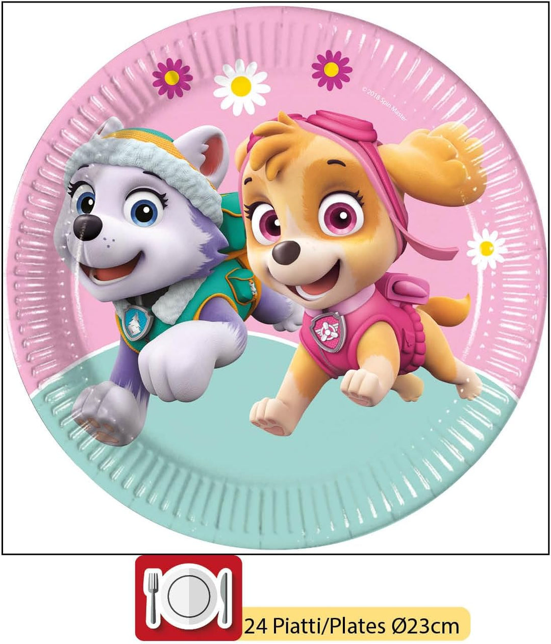 Ciao AZ018 Paw Patrol Skye & Everest People (112 pcs Ø23cm, Plates Ø20cm, Cups, 40 Napkins) Party Ta