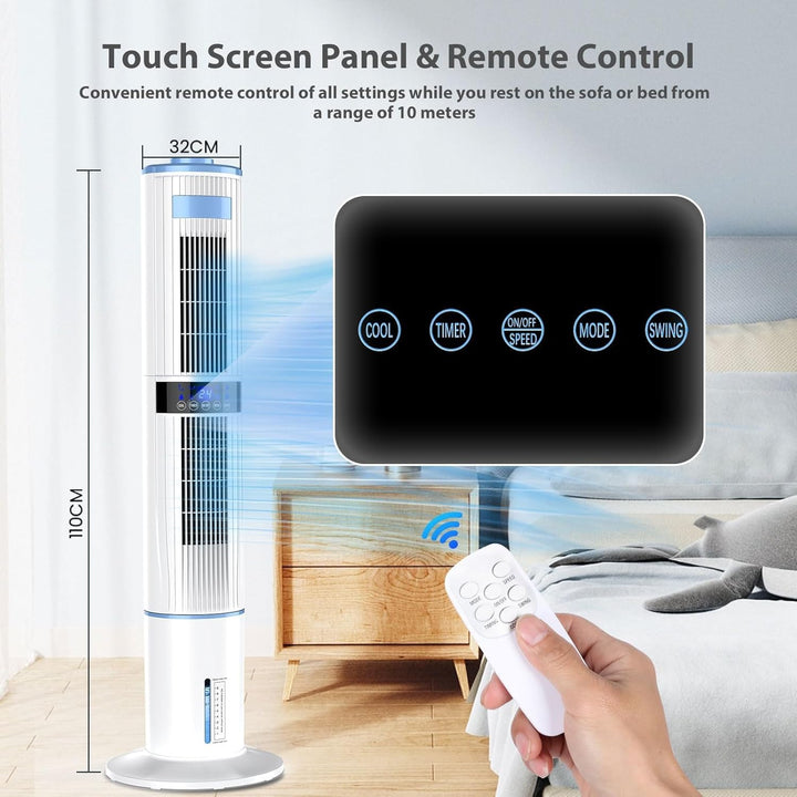 Klimaanlage Mobil, Klimagerät Ohne Abluftschlauch mit leisem Schlafmodus, Turmventilator 65 W, 1–24