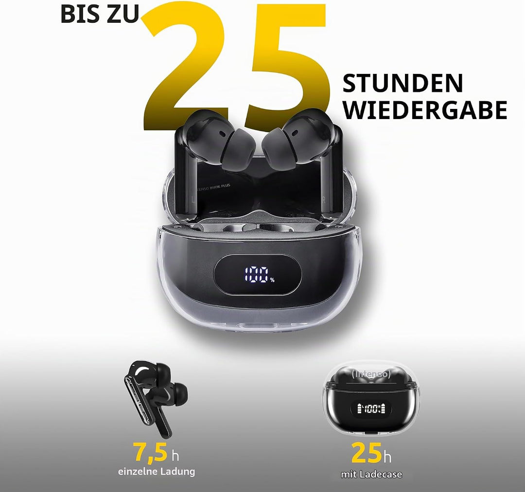 Intenso Buds Plus - TWS True Wireless Kopfhörer T310AE mit Active Noise Cancelling, ENC, Bluetooth u