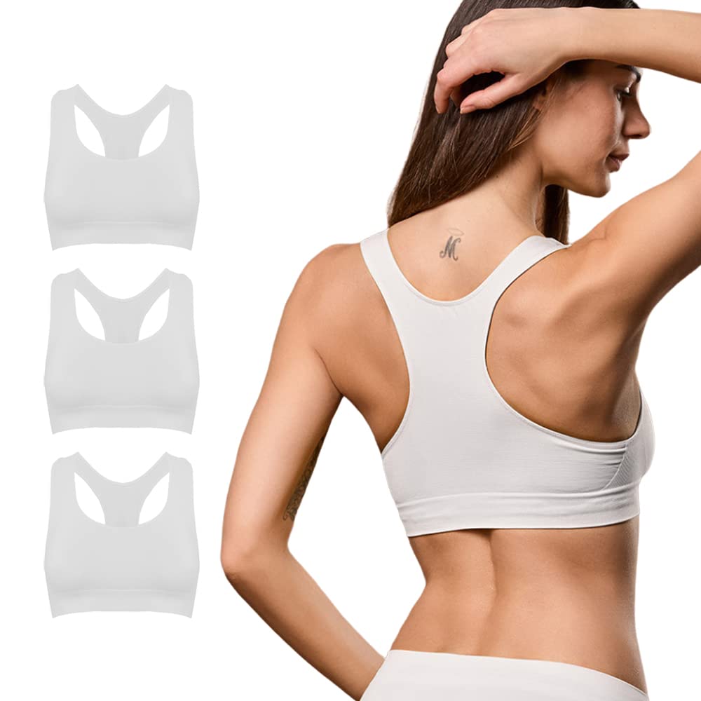 FOCENZA Sport-BH Top Gym Damen, Nahtlose Technologie, Made in Italy L-XL Weiss, L-XL Weiss