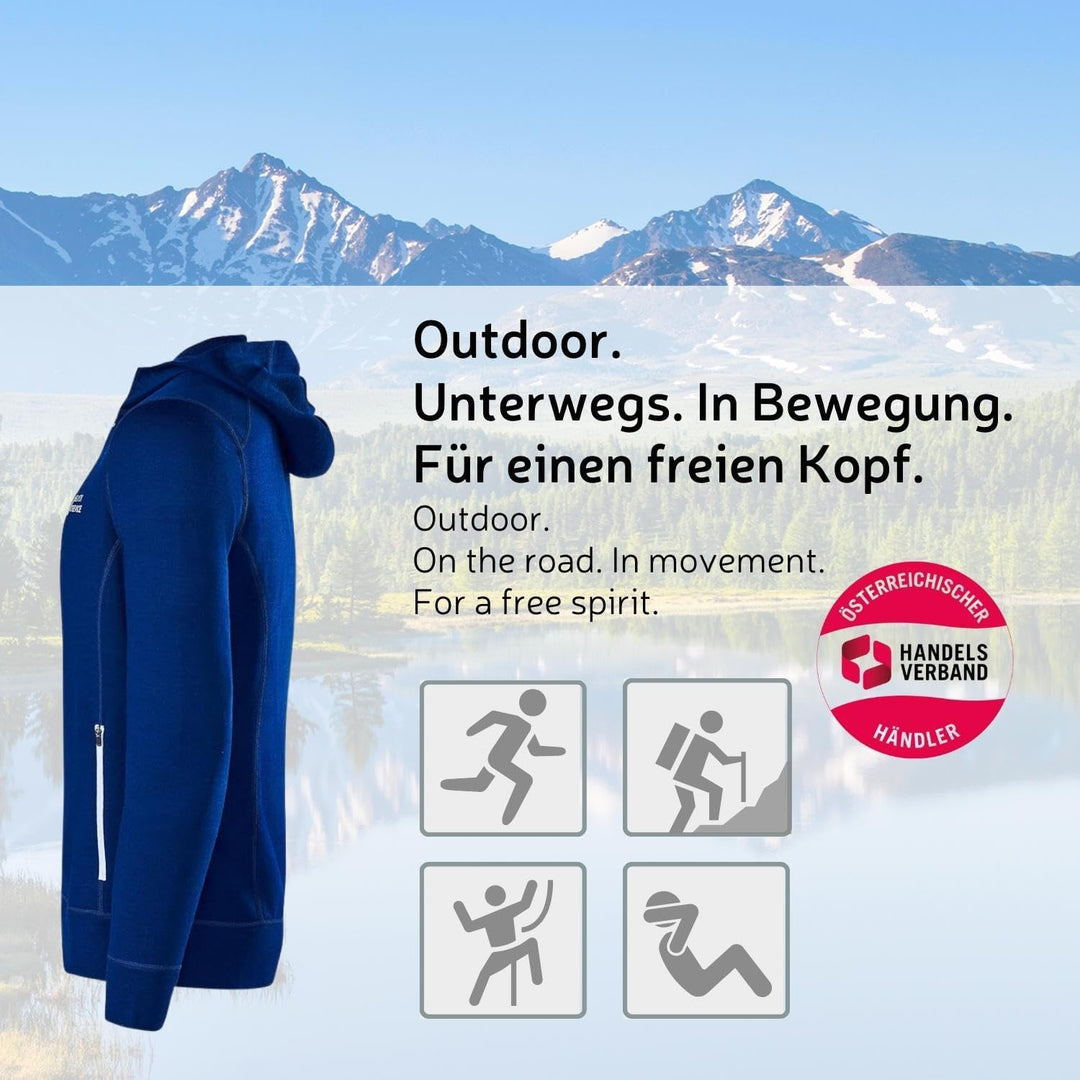 Black Crevice Herren Merino Kapuzenjacke I Hochwertige Merino-Jacke I Jacke für Herren aus 70% Merin