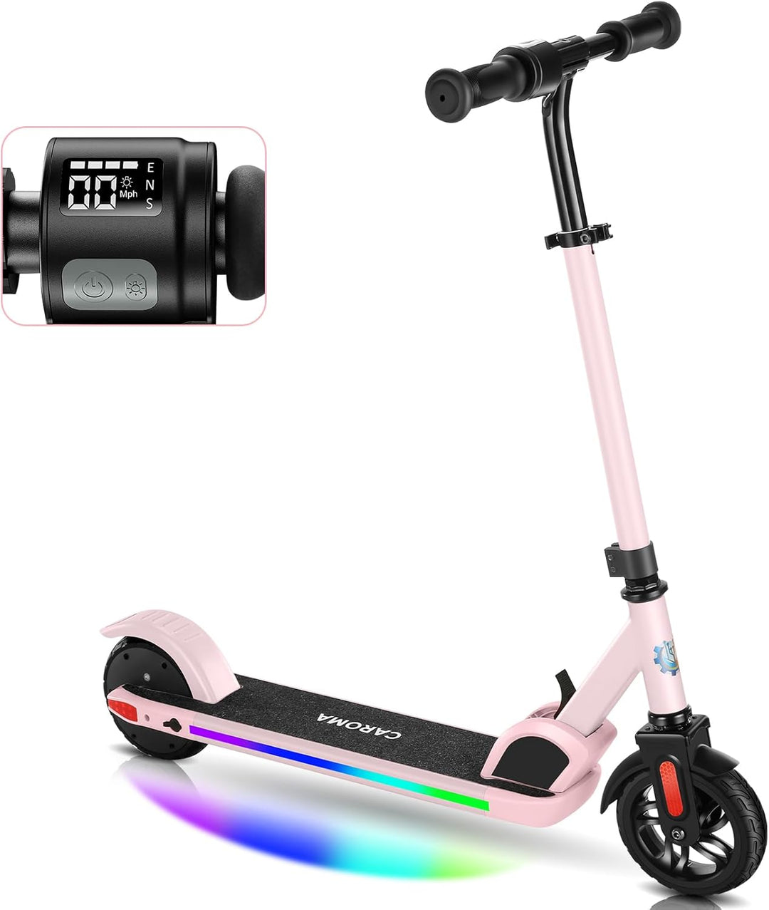 Caroma E Scooter Kinder von 6-14 Jahren, 180W Motor, 16 km/h, E Roller Kinder, Einstellbare Geschwin