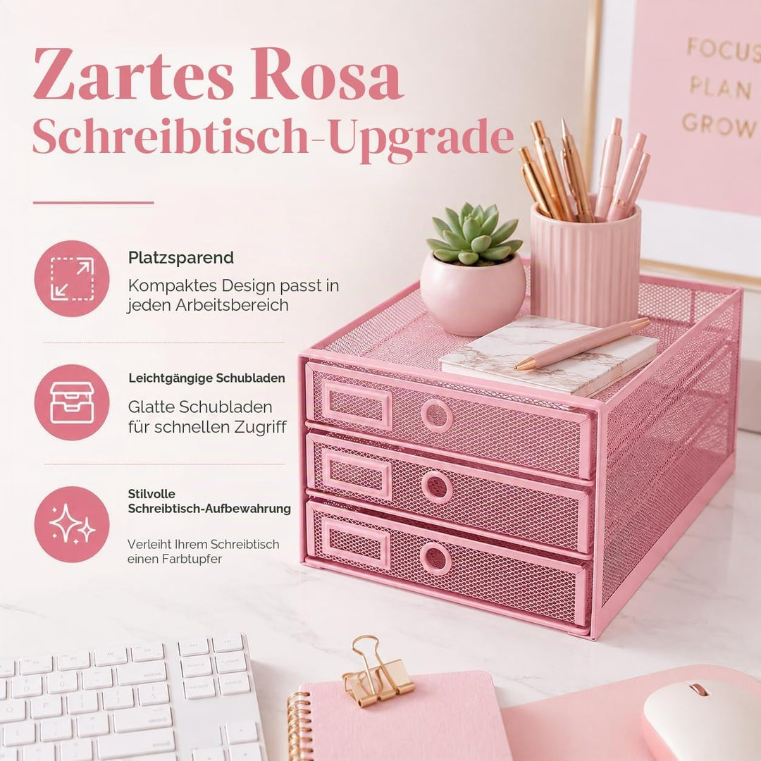 EXERZ Papier Sortierer mit 3 Schubladen/A4 Dokumente/Schubladenbox - Drahtgeflecht Büroablage/Aufbew