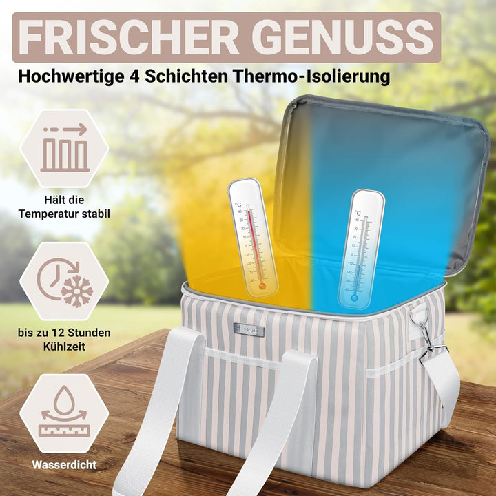HOEL Kühltasche gross 20L &amp; 30L faltbar - Isolierte Thermotasche - Lunchtasche wasserdicht &amp; auslauf