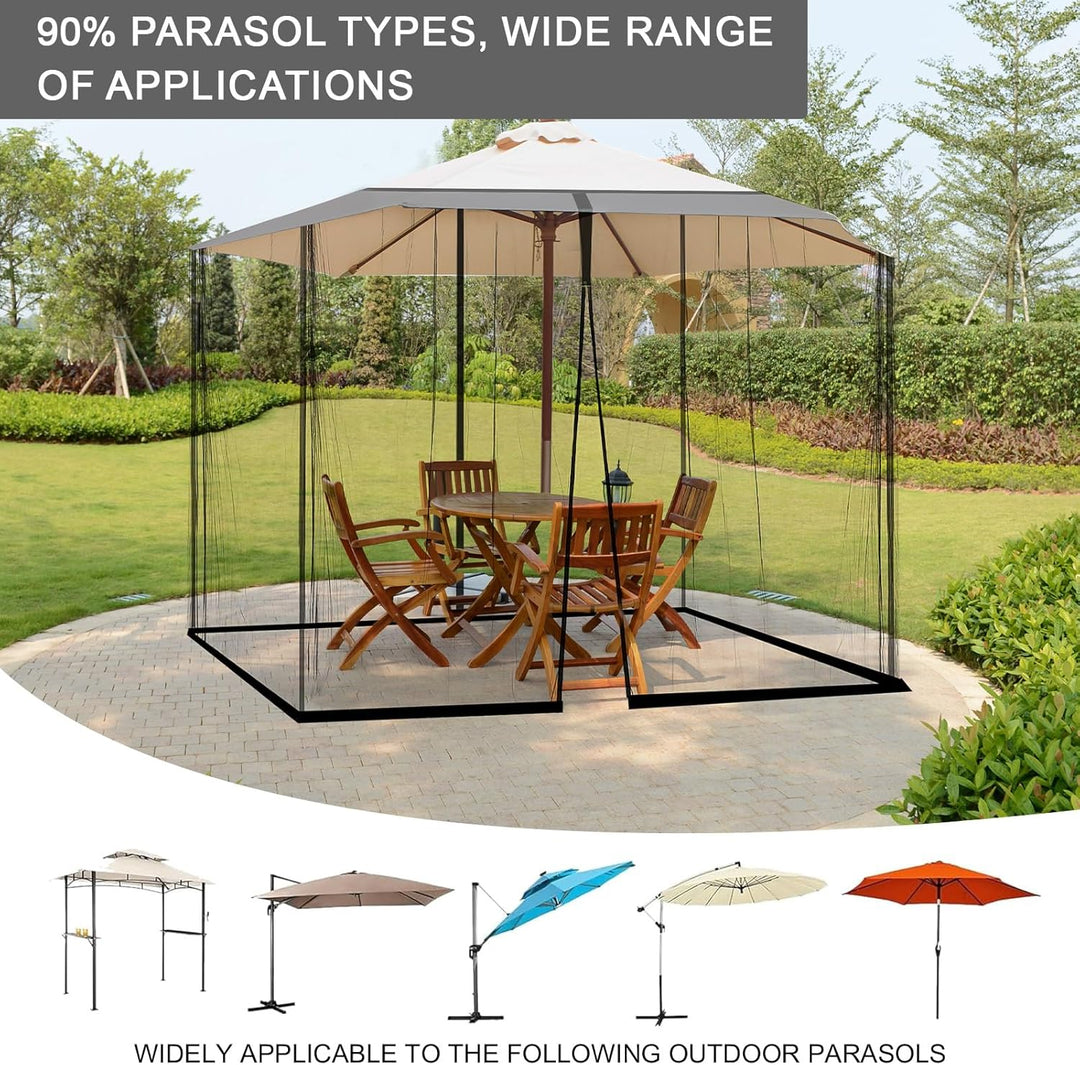 Pavillon Moskitonetz für Sonnenschirm, dellyy 300x300CM Fliegengitter Pavillon Quadrat mit Fliegengi