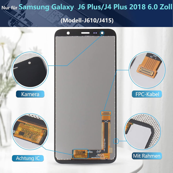 RongZy Display für Samsung Galaxy J6 Plus J610/J4 Plus 2018 J415/J4 Core j410 LCD Bildschirmersatz D