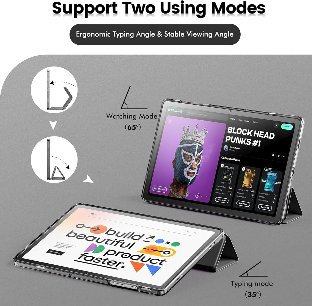 INFILAND Hülle für Samsung Galaxy Tab A11+/A9+ 11 Zoll (2023/2025),Schlanke Standfunktion Kristallkl