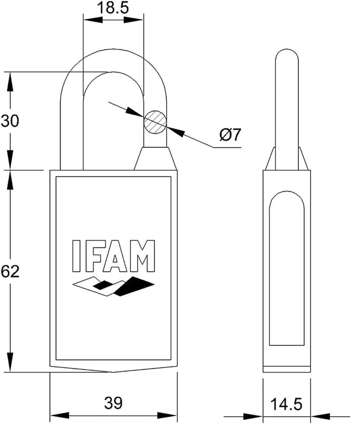 IFAM | Magnetisches Vorhängeschloss | Modell Mag40| Mit magnetischem Schlüssel| Vandalismusgeschützt