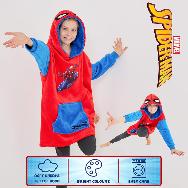 Marvel Spiderman Blanket Hoodie für und – Jungen Einheitsgrösse Rot/Balu, Einheitsgrösse Rot/Balu