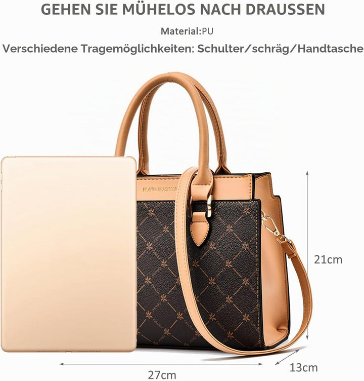 NICOLE &amp; DORIS Handtasche Damen Mittelgross Frauen Umhängetasche Elegant Schultertasche PU Leder Hen
