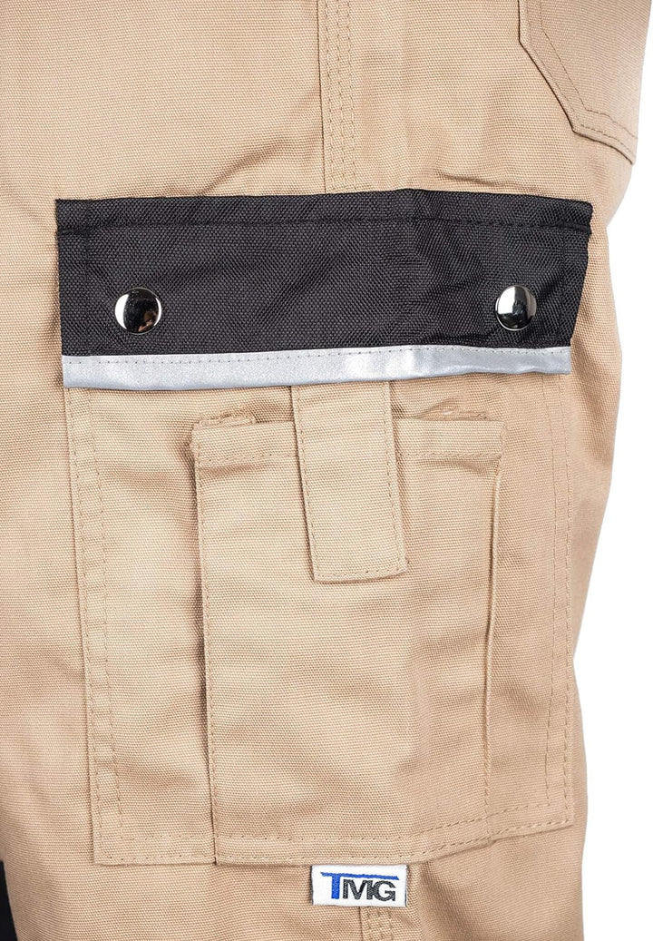 TMG® Lange Arbeitshose für Herren, Bundhose/Cargohose mit Kniepolstertaschen, Khaki 78