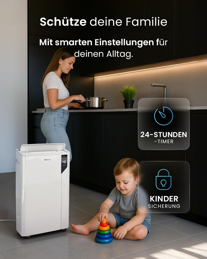 Pro Breeze Luftentfeuchter 20L in 24h Entfeuchtungsleistung - Luftentfeuchter elektrisch mit Wäschem