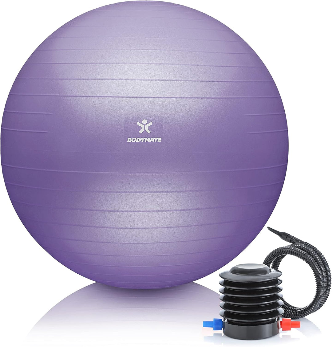 BODYMATE Gymnastikball Sitzball Trainingsball mit GRATIS E-Book inkl. Luft-Pumpe, Ball für Fitness,