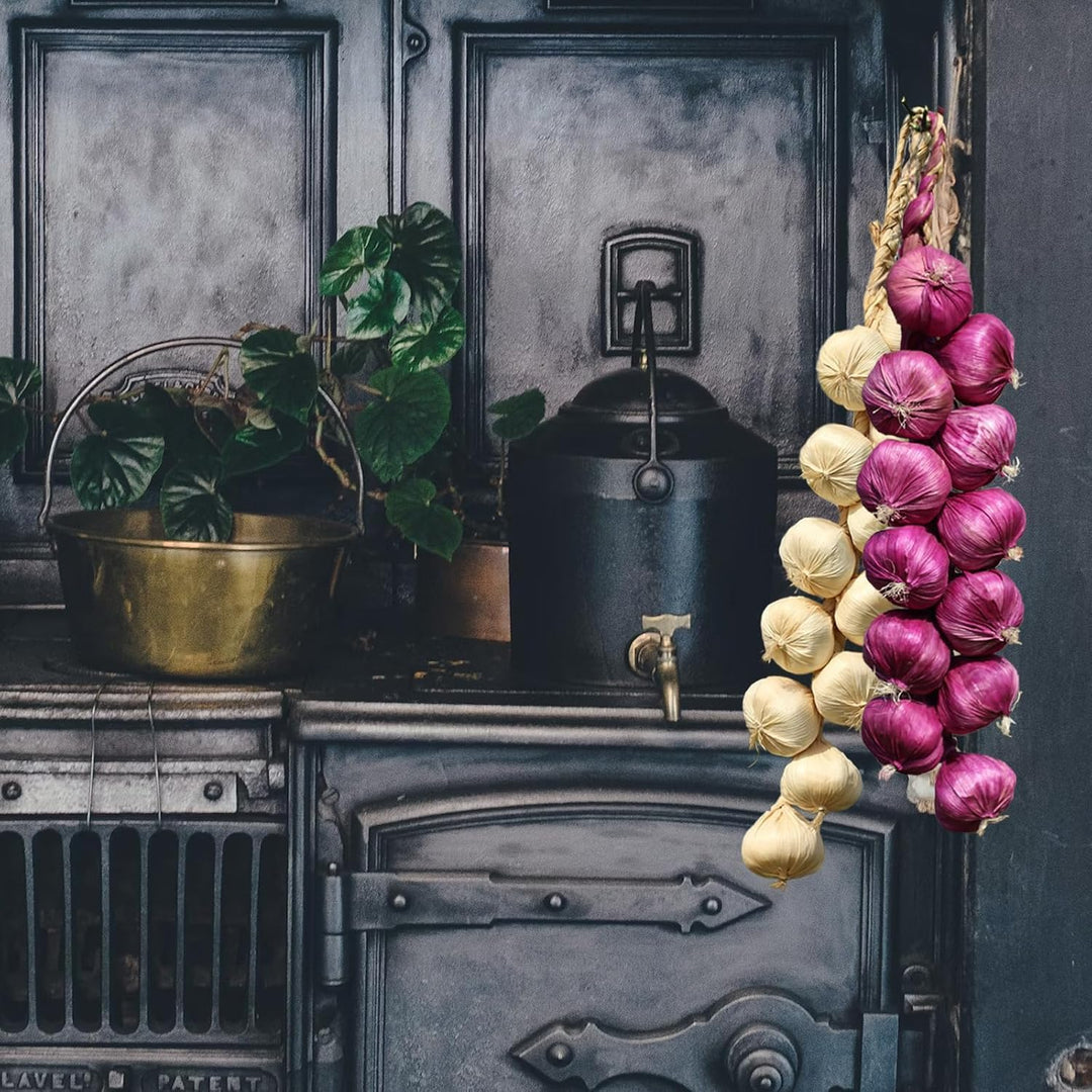 Tuxiaobu Künstliche Gemüse Knoblauch Zwiebel Schnüre Aesthetic Deko Obst, Faux Gemüse Kunst Früchte