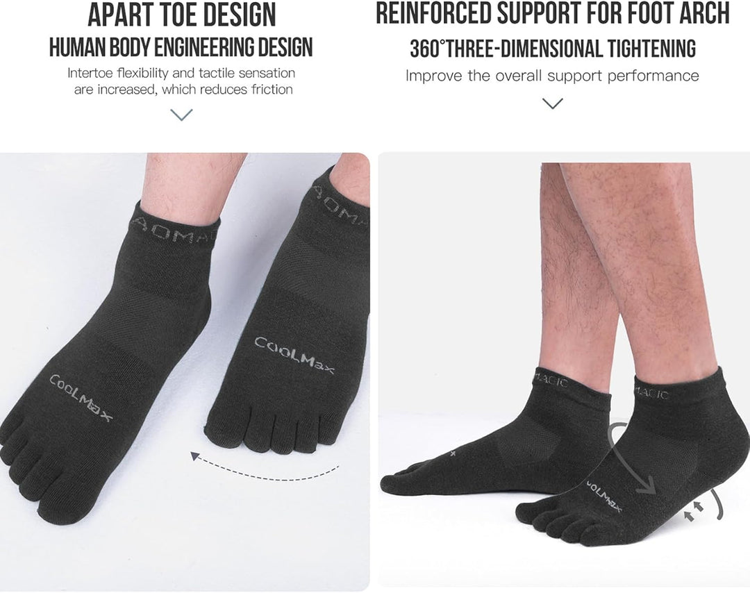 Zehensocken für Frauen Männer Coolmax Laufsocken 5 Fingersocken athletische Zehensocken 3 Paar 35-38