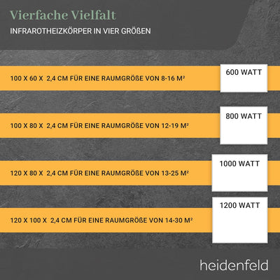 Heidenfeld Infrarotheizung HF-HP110 | 𝟭𝟬 𝐉𝐀𝐇𝐑𝐄 𝐆𝐀𝐑𝐀𝐍𝐓𝐈𝐄 - App Steuerung - 800 Watt - 12-19 m² - Infr