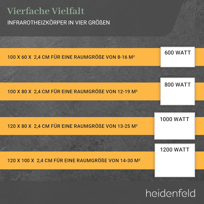 Heidenfeld Infrarotheizung HF-HP110 | 𝟭𝟬 𝐉𝐀𝐇𝐑𝐄 𝐆𝐀𝐑𝐀𝐍𝐓𝐈𝐄 - App Steuerung - 800 Watt - 12-19 m² - Infr