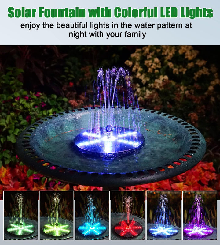 SZMP Solar Springbrunnen für Draussen 2024 Upgraded,4W LED-Lichtern Teichpumpe Solar mit 8 Sprüh Eff