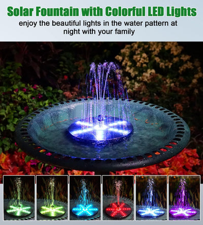 SZMP Solar Springbrunnen für Draussen 2024 Upgraded,4W LED-Lichtern Teichpumpe Solar mit 8 Sprüh Eff