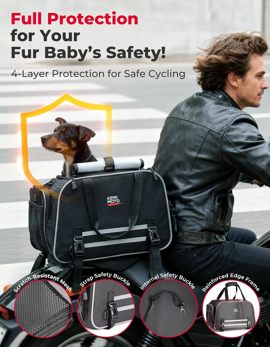 KEMIMOTO Motorrad Haustierträger, Erweiterbar &amp; Fluggesellschaft Zugelassen, Tragetasche für Kleine
