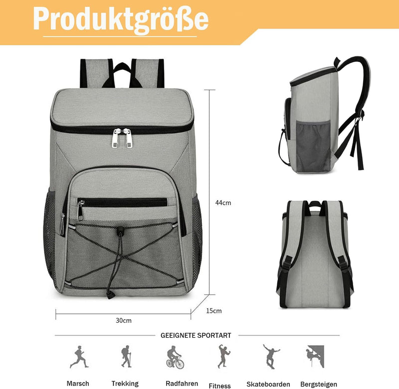 Kühlrucksack, Gross Isolierte Kühltasche, 30L Wasserdichten Kühltasche Rucksack, Ultraleicht Rucksäc