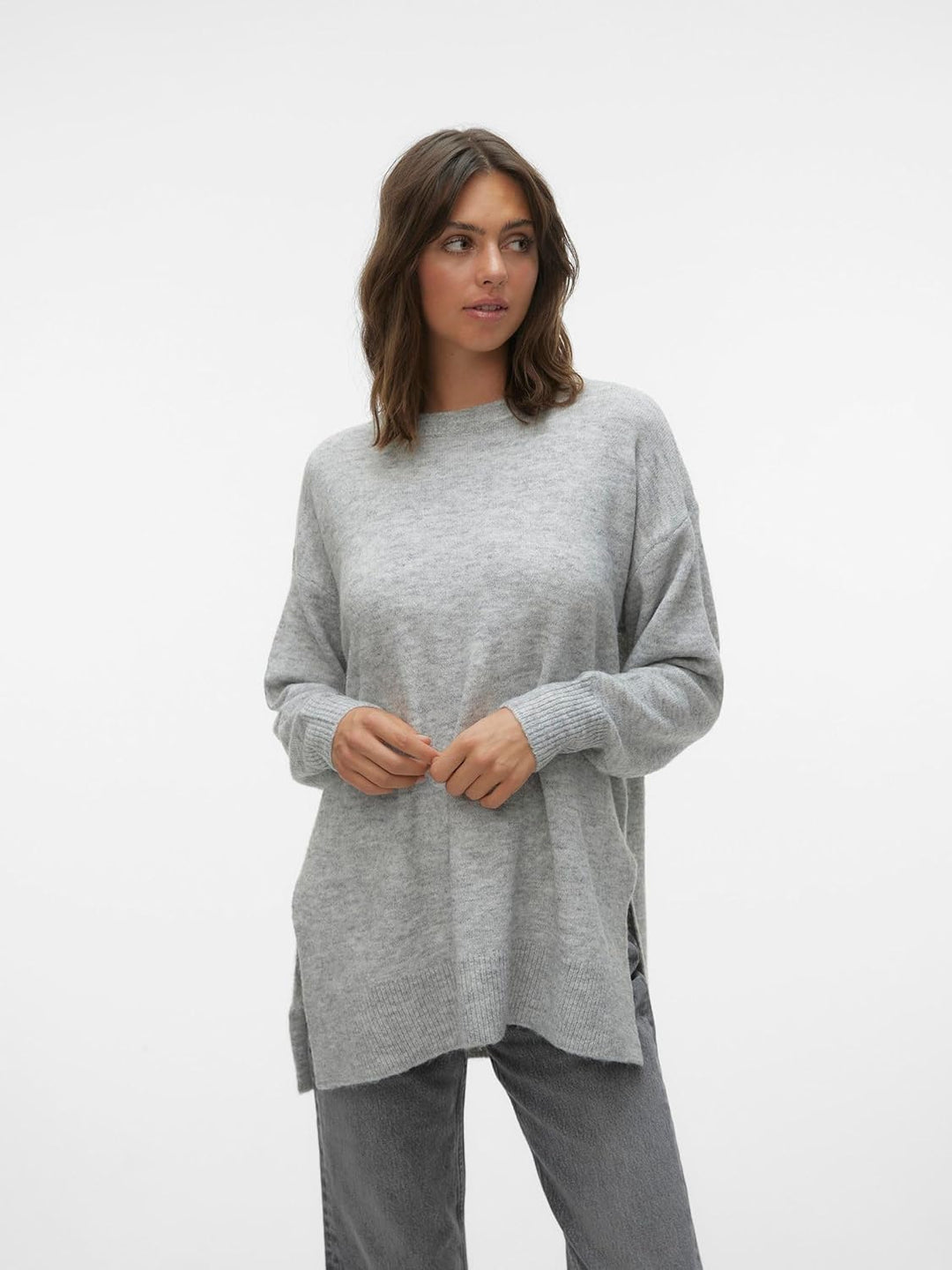 VERO MODA Female Strickpullover VMFILUCA Pullover S Light Grey Melange, S Light Grey Melange