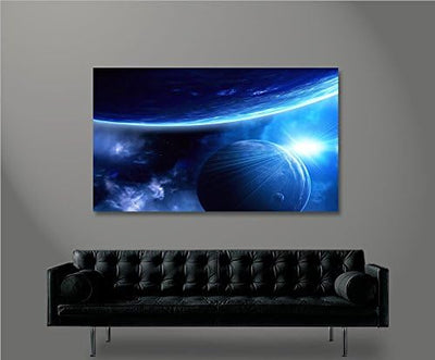 islandburner Bild Bilder auf Leinwand Blue Space V2 Weltall Planeten Weltraum 1p XXL Poster Leinwand