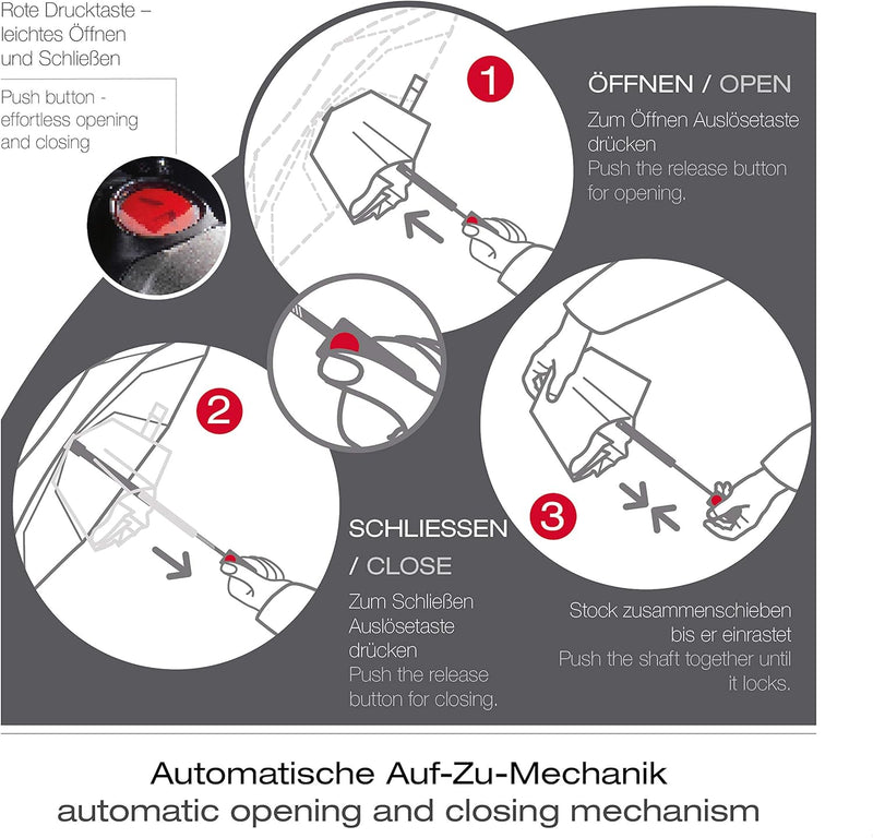 Knirps Taschenschirm Ultra U.200 Medium Duomatic – Auf-Zu-Automatik – Sturmfest – Windproof Vision N