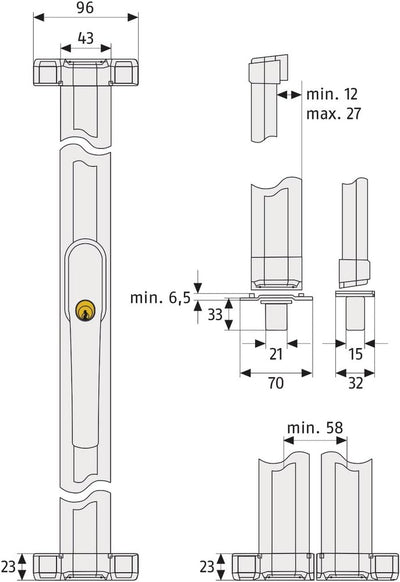 ABUS Fenster-Zusatzsicherung FOS550 AL0125 - Stangenschloss mit Druckzylinder, gleichschliessend - A