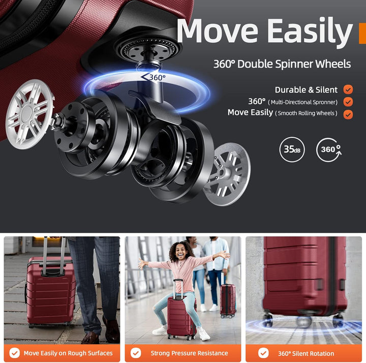 SHOWKOO Koffer Gross Hartschale Leicht Reisekoffer ABS+PC Erweiterbar Haltbar Trolley Handgepäck Gro