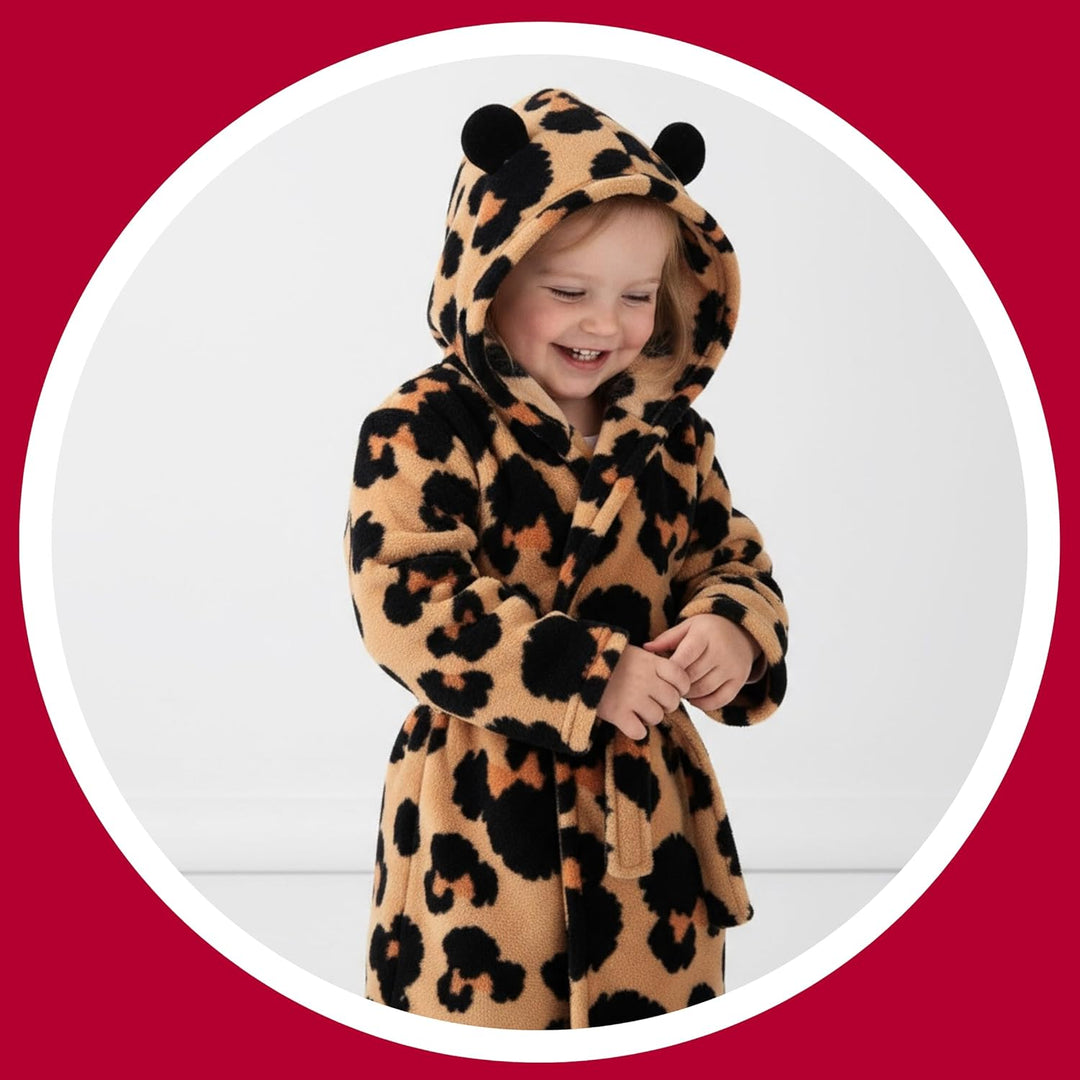 Disney Minnie Mouse Bademantel Mädchen, 3D Kapuzen Hausmantel Loungewear Weicher Fleece Morgenmantel