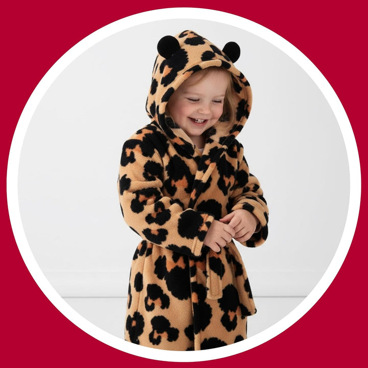 Disney Minnie Mouse Bademantel Mädchen, 3D Kapuzen Hausmantel Loungewear Weicher Fleece Morgenmantel
